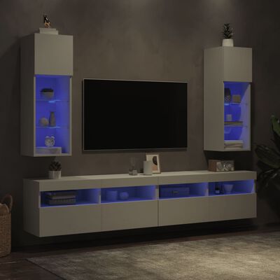 vidaXL TV-kaapit LED-valoilla 2 kpl valkoinen 30,5x30x90 cm