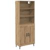 vidaXL Korkea kaappi Artisan tammi 69,5 x 34 x 180 cm Tekninen puu
