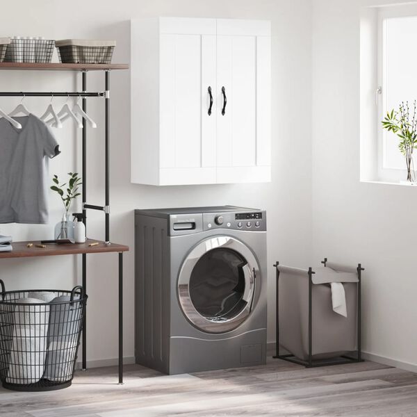 vidaXL Sein&auml;kiinnitett&auml;v&auml; kaappi valkoinen 69,5x34x90 cm tekninen puu