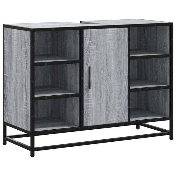 vidaXL Kylpyhuonekaappi altaalla harmaa Sonoma 80x33x60cm tekninen puu