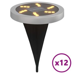 vidaXL Maavalo aurinkopaneeli / maapiikki 12 kpl l&auml;mmin valkoinen