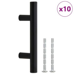 vidaXL Kaapin kahvat 10 kpl musta reik&auml;v&auml;li 64 mm kokonaispituus 100 mm ruostumaton ter&auml;s