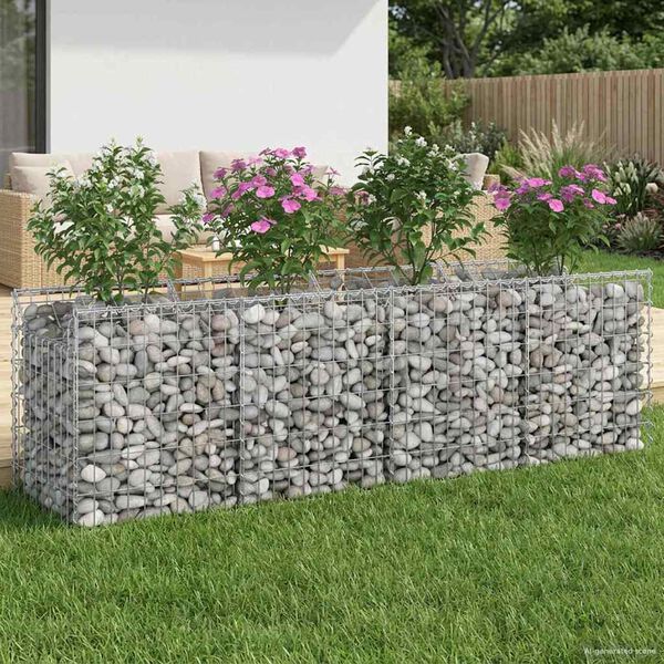 vidaXL Gabion Kohotettu Peti Hopea 200 x 50 x 60 cm Galvanoitu ter&auml;s