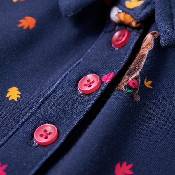 Lasten pitkähihainen mekko kiristysnyörillä laivastonsininen 128