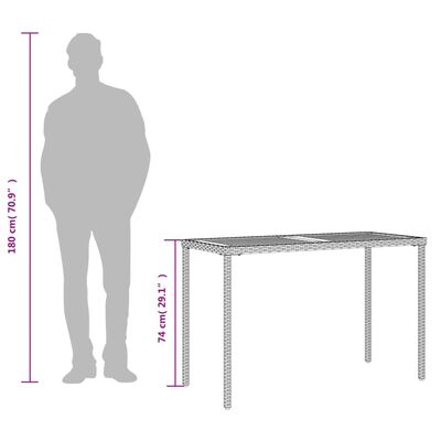 vidaXL Puutarhapöytä puinen pöytälevy musta 115x54x74 cm polyrottinki