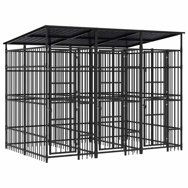 vidaXL Koiran ulkoh&auml;kki katolla ter&auml;s 5,53 m&sup2;