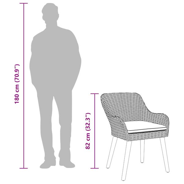vidaXL Ruokailuryhmä Vaaleanharmaa Polyrotangi