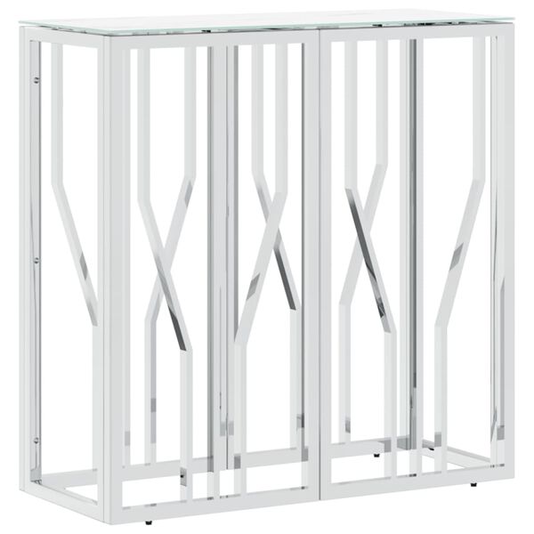vidaXL Konsolip&ouml;yt&auml; hopea 70x30x70 cm ruostumaton ter&auml;s ja lasi