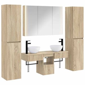 vidaXL Kylpyhuonekalustesetti 6 pcs Sonoma-tammi Tekninen puu ja lasi
