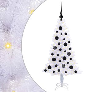 vidaXL Tekojoulukuusi 150 LED-valoilla Valkoinen 120 cm PVC ja ter&auml;s