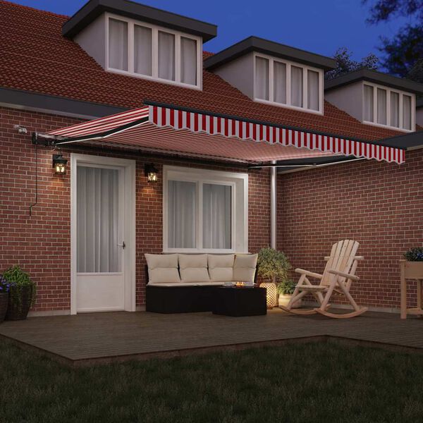 vidaXL Aurinkovarjon kangas mukana Punainen ja valkoinen 400 &times; 300 cm