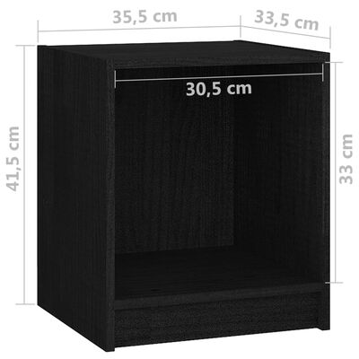 vidaXL Yöpöytä musta 35,5x33,5x41,5 cm täysi mänty