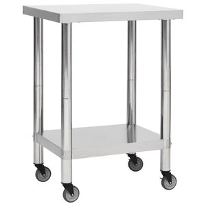 vidaXL Keitti&ouml;n ty&ouml;p&ouml;yt&auml; py&ouml;rill&auml; 60x30x85 cm ruostumaton ter&auml;s