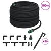 vidaXL Puutarhaletku musta 0,6" 100 m kumi