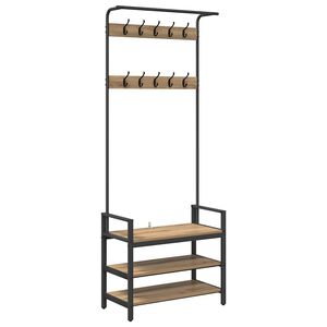 vidaXL Takkihylly hyllyll&auml; Artisan tammi 75 x 34 x 184 cm Tekninen puu