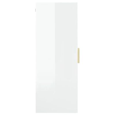 vidaXL Riippuva seinäkaappi korkeakiilto valkoinen 69,5x34x90 cm