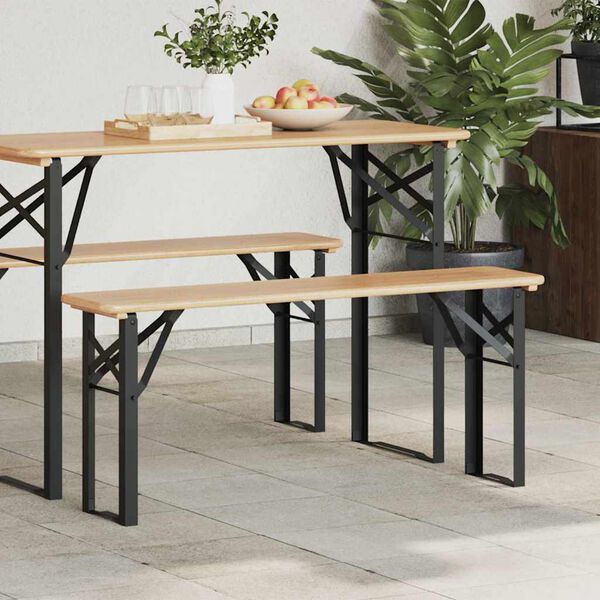 vidaXL Olutpenkin jalat Musta Jauhemaalattu Ter&auml;s