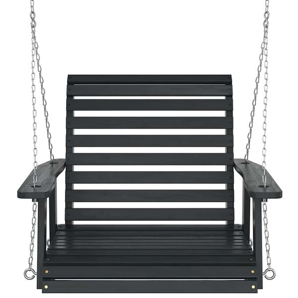 vidaXL Puutarhakeinutuoli metalliketjuilla musta t&auml;ysi kuusi