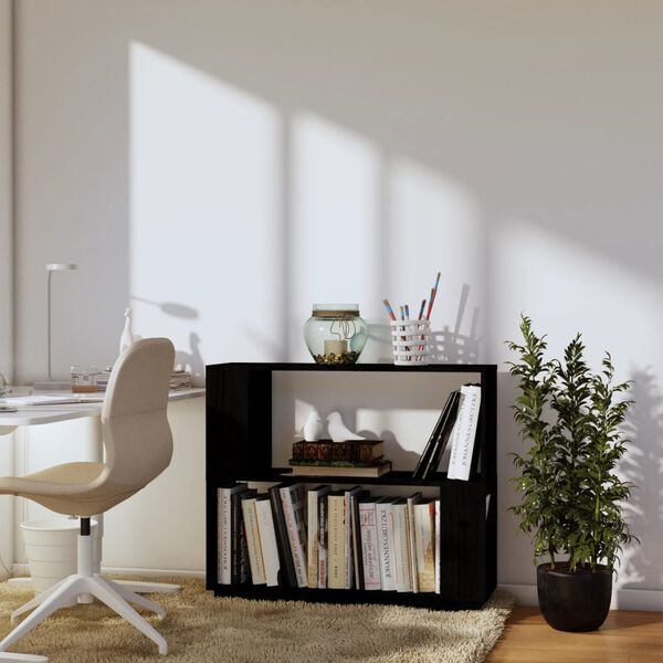 vidaXL Kirjahylly/tilanjakaja musta 80x25x70 cm t&auml;ysi m&auml;nty