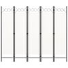 vidaXL 5-Paneelinen tilanjakaja 200x180 cm valkoinen
