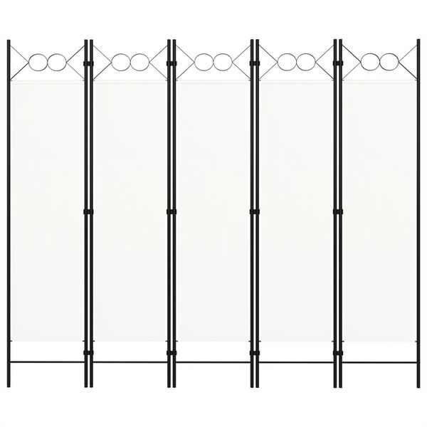 vidaXL 5-Paneelinen tilanjakaja 200x180 cm valkoinen
