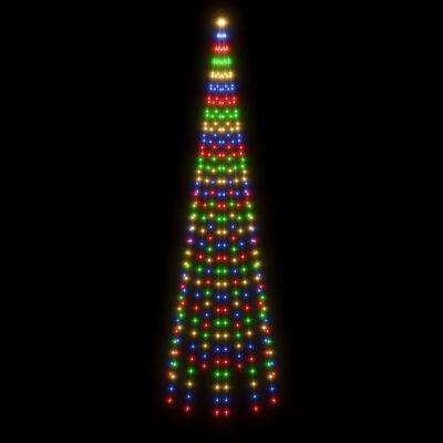 vidaXL Joulukuusi lipputankoon 310 moniväristä LED-valoa 300 cm
