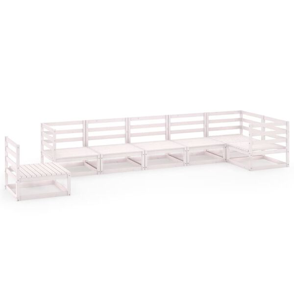 vidaXL 7-osainen Puutarhasohvasarja valkoinen t&auml;ysi m&auml;nty