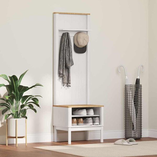 vidaXL Eteiskaappi FLORO Valkoinen 50 x 40 x 158 cm Massiivinen m&auml;nty