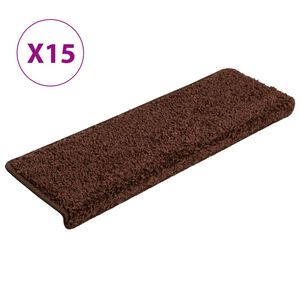 vidaXL Portaiden matot 15 kpl 65x21x4 cm ruskea suorakaiteen muotoinen reuna