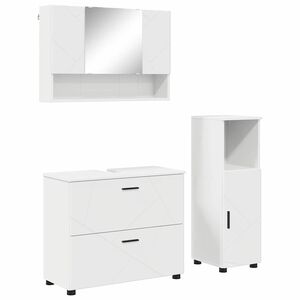 vidaXL Kylpyhuonekalustesetti laatikon kanssa hyllyll&auml; 3 pcs Valkoinen