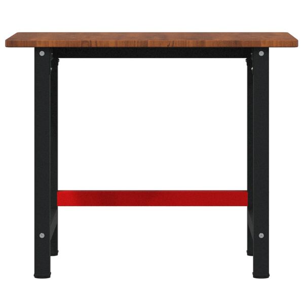 vidaXL Työpenkki tummanruskea 100x60x81,5 cm täysi tammi suorakaide