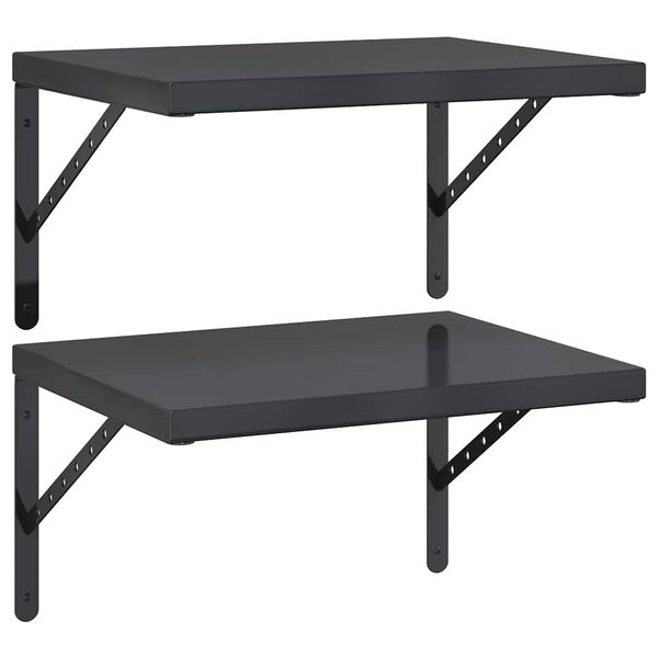 vidaXL Sein&auml;hyllyt 2 kpl 50x40 cm musta ruostumaton ter&auml;s