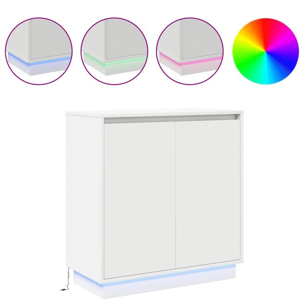 vidaXL LED-p&ouml;yt&auml;taso hyllyll&auml; Valkoinen 71 x 34,5 x 75 cm Tekninen puu