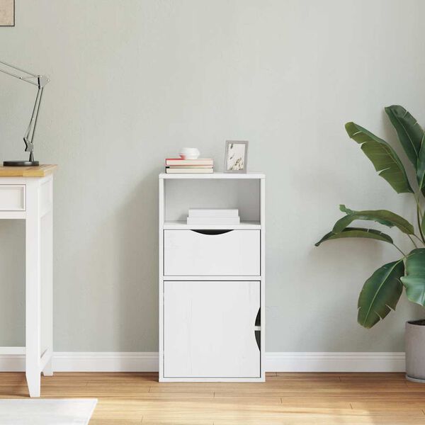 vidaXL sivukaappi laatikolla ODDA Valkoinen 40x24x79 cm
