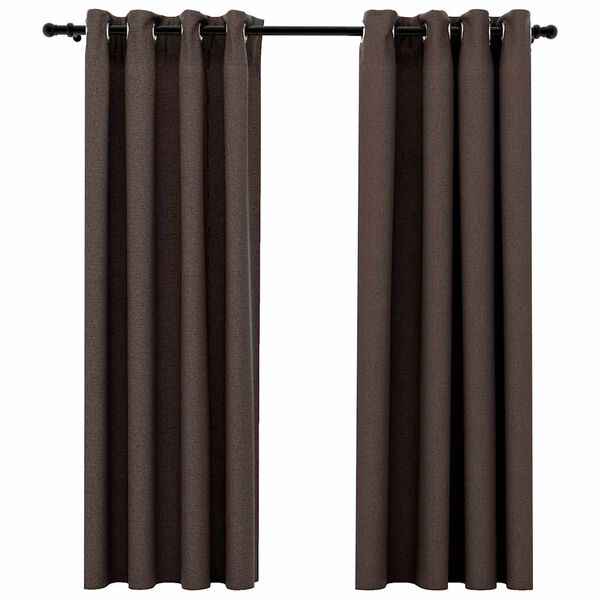 vidaXL Pellavamaiset pimennysverhot renkailla 2kpl rusk/harm 140x175cm
