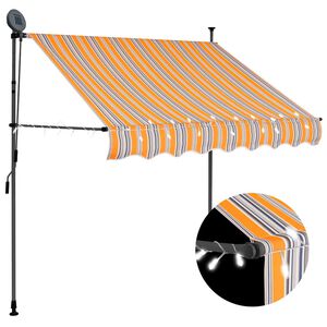 vidaXL Sis&auml;&auml;nkelattava markiisi LED-valoilla 100 cm keltainen/sininen