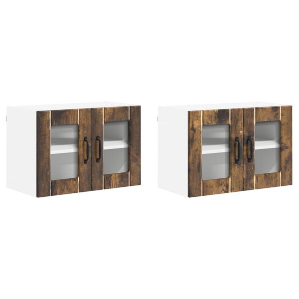 vidaXL Keitti&ouml;kaappi 2 pcs Savup&auml;hkin&auml; 60 x 31 x 40 cm Tekninen puu