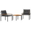 vidaXL Ulkokalusteet Setti 3 pcs Tummanharmaa polyrottinki