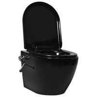 vidaXL Seinäkiinnitettävä reunaton WC/bidee keramiikka musta