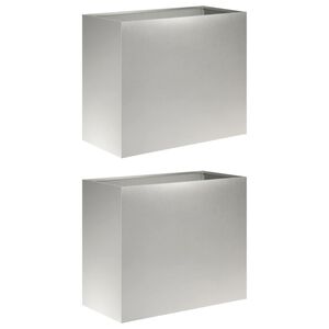 vidaXL Puutarha ruukku 2 kpl Hopea 60 x 30 x 40 cm Ruostumaton ter&auml;s