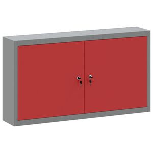 vidaXL Ty&ouml;kalukaappi hyllyll&auml; Punainen ja harmaa 100 x 20 x 55 cm
