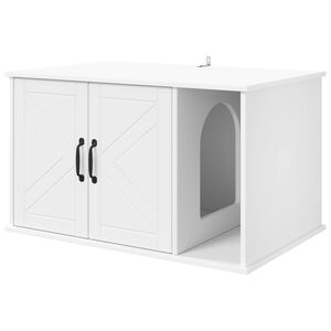 vidaXL Kissatalo valkoinen 85 x 55 x 50,5 cm Tekninen puu