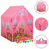 vidaXL Lasten leikkiteltta 250 pallolla pinkki 69x94x104 cm