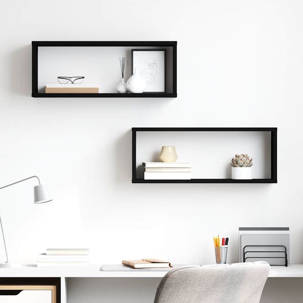 vidaXL Kuutiosein&auml;hyllyt 6 kpl musta 60x15x23 cm tekninen puu