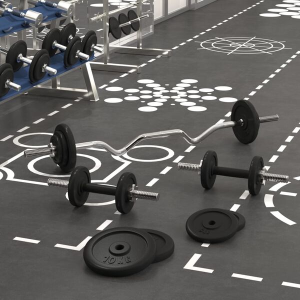 vidaXL Painonnostotanko ja käsipainosarja levyillä 60 kg valurauta