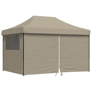 vidaXL Juhlateltta 410 x 279 x 315 cm Taupe mustalla rungolla
