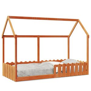 vidaXL Lasten talonmuotoinen s&auml;ngynrunko vahanruskea 90x200 cm m&auml;nty