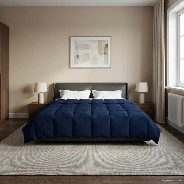 vidaXL Talvityyny Quiltottu Tumma Sininen 200 x 200 cm Mikrokuitu