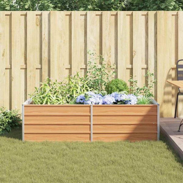 vidaXL Korotettu kukkalaatikko 160x80x45 cm galvanoitu ter&auml;s hopea