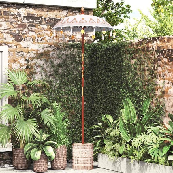 vidaXL Balilaainen auringonvarjo pohjalla Kerma 95 x 95 x 260 cm